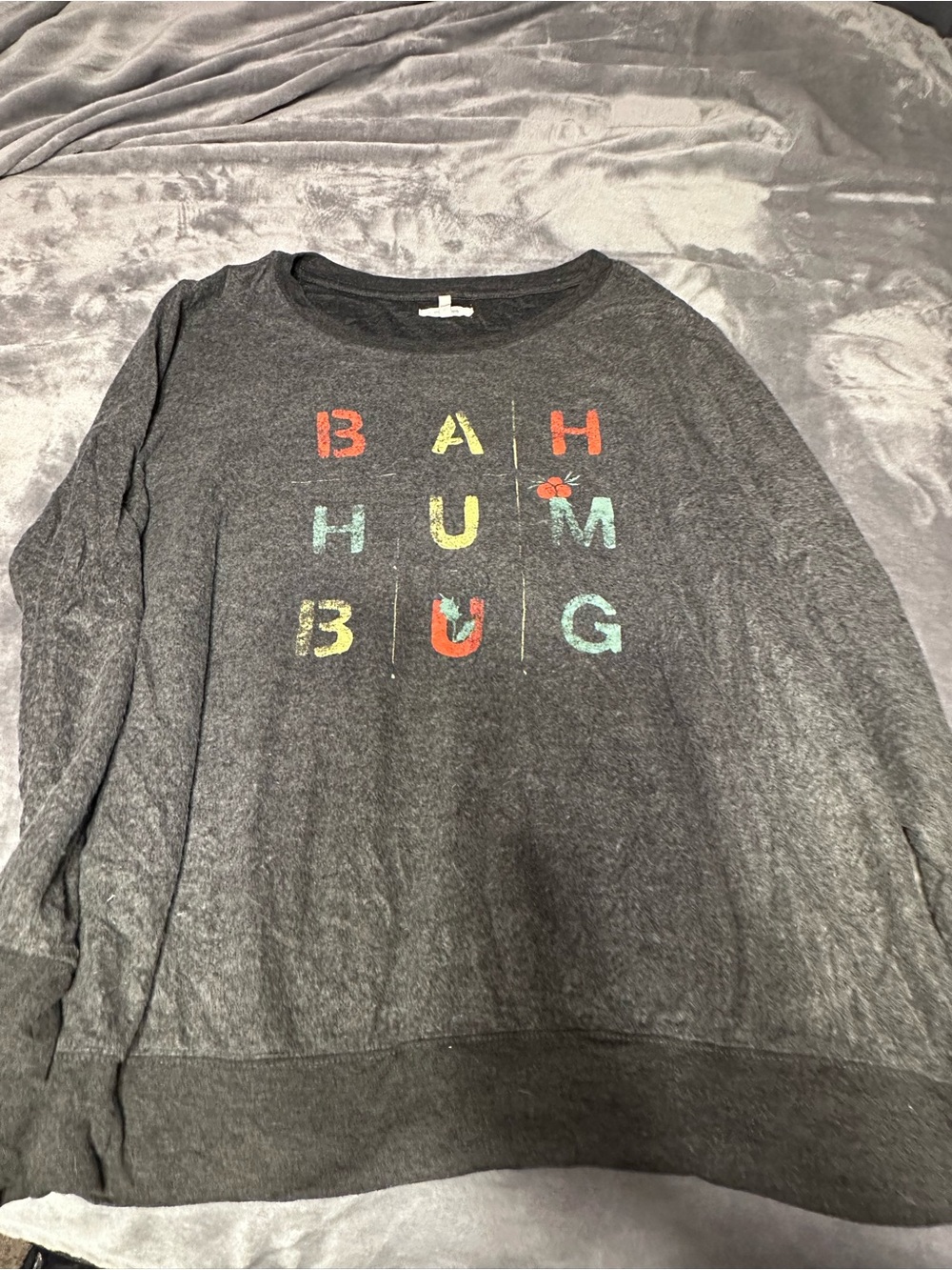 Maurices Charcoal Gray 'Bah Humbug' Graphic Sweatshirt